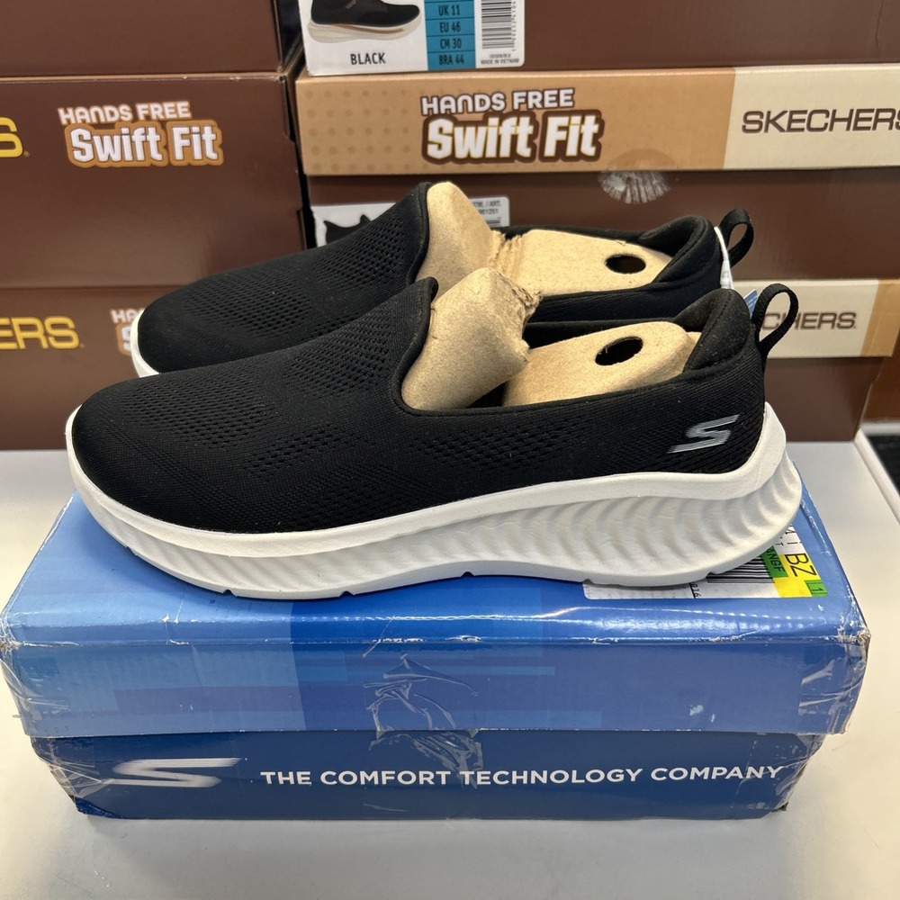 Skechers Go Walk Now Eliana Black White Vegan Sneakers Womens 9.5 125645/BKW
